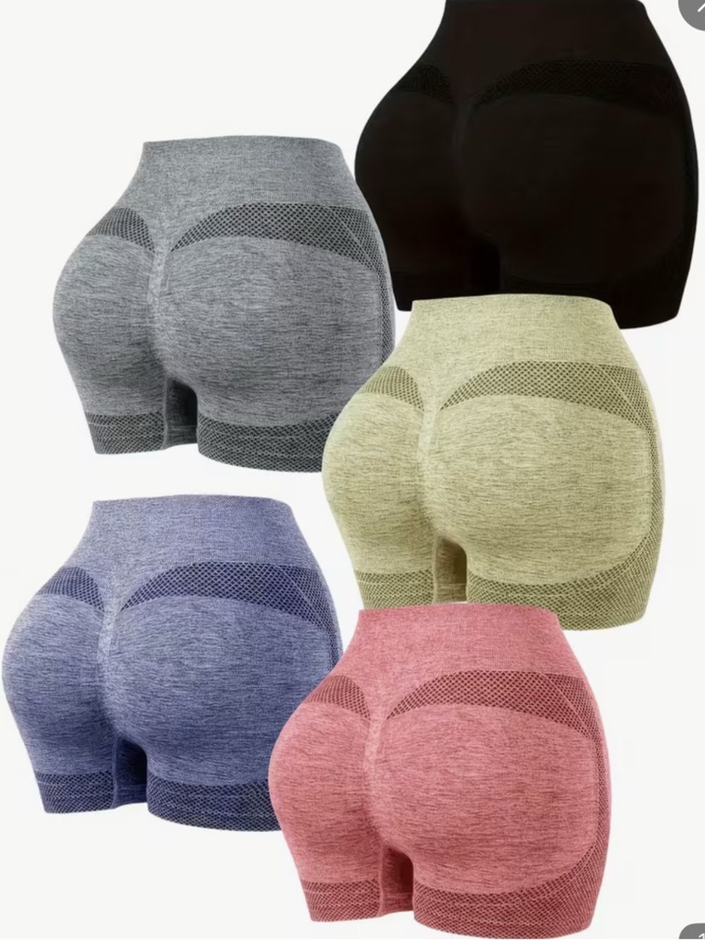Seamless Butt-Lift Shaping Shorts - 5-Pack (Black, Gray, Blue, Pink, Sage)